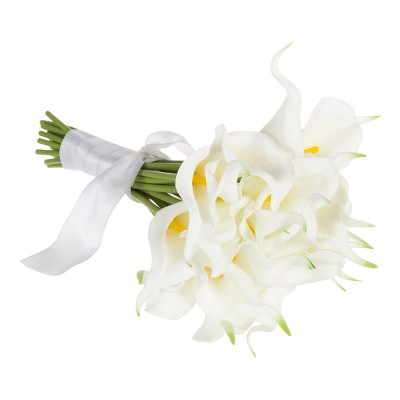 Artificial Calla-Lily with Stems - Real Touch Fake Flowers for Home Decor, Wedding, Bridal/Baby Shower, More- 24 Pc Set by Nature Spring (White)
