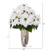 Nearly Natural Poinsettia Artificial Arrangement in Silver Cylinder Vase - 2 of 2