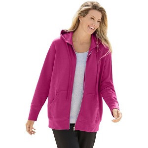 Woman Within Better Fleece Zip-Front Hoodie - 1 of 4