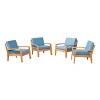 Christopher Knight Home Grenada Outdoor Acacia Wood Club Chairs with Cushions (Set of 4) - 3 of 4