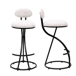 FONTOI 2PCS Round Barstools with Back, Upholstered Bar Stools for Living Room Kitchen, Black&White Print, 14.96"*36.61"*14.96" - 1 of 4