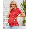 Women's Maternity Shirts Pregnancy Casual Floral Printed Tops Puff Short Sleeve Striped Ruched Side Tunic Top - 4 of 4