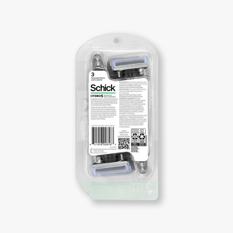 Schick Hydro 5-Blade Sensitive Men&#39;s Disposable Razors - 3ct, 4 of 10