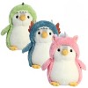 Aurora Pompom Penguin Plush Trio – Dino, Dragon & Unicorn, 7" Each, 3‑Pack - 2 of 2