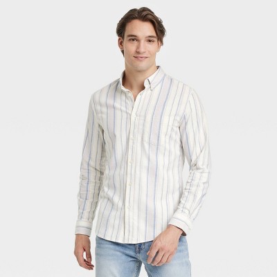 Men's Oxford Striped Long Sleeve Button-Down Shirt -Goodfellow & Co™