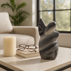 Modern Figurine Sculpture for Home Decor - Contemporary Statue Ideal for Office, Shelf, Coffee Table, and Living Room Decor - 6", Gray & White - 1 of 4