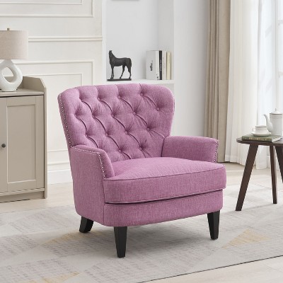 NicBex Modern Nailhead Trim Button-Tufted Accent Chairs for Living Room,Comfy Upholstered Lounge Chair with Curved Backrest
