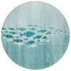 Teal Blue Aqua And Ivory Nautical Washable Indoor Outdoor Area Rug - 4 of 4