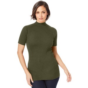 Jessica London Women's Plus Size Rib Mockneck Sweater - 1 of 4
