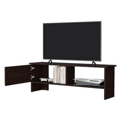 Vynxaria Rock Point Stained Walnut Entertainment Center with Door & Open Storage