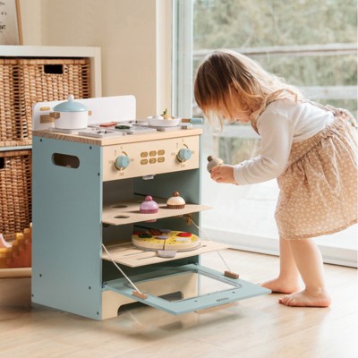 Robud Blue Wooden Oven Playset with Pizza and Cupcakes