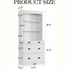 71" White Wooden Storage Cabinet - 3-Tier Open Shelves & 3 Drawers Bookcase, Pantry Organizer & Living Room Sideboard, Farmhouse Style - 2 of 4