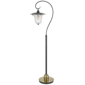 Cal Lighting 60W Walcott downbridge Lantern Metal Floor lamp with bubbled Glass Shade - 1 of 4