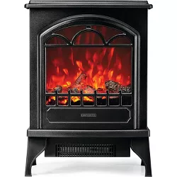 Napoleon Continental 22" Small Black Portable Electric Fireplace Stove with Natural Looking Flames & Realistic Glowing Logs - CEFS22H