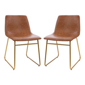 Set of 2 Faux Leather Bucket Seat Dining Chairs with Frame - Merrick Lane - 1 of 4