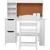 Children¡¯s Study Desk and Chair Set with Bookshelf, Bulletin Board, and Storage Cabinets, White Kids Writing Desk, Ideal for Homework and Learning - 2 of 4