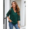 Coolmee 3/4 Length Sleeve Womens Tops V-Neck Lace Tunic Tops Business Casual Blouses - 2 of 4