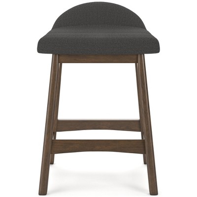 Lyncott Charcoal Gray and Brown Upholstered Counter Height Barstool Set