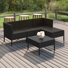 vidaXL Poly Rattan 5 Piece Patio Lounge Set with Cushions - Black - Weather-Resistant Outdoor Furniture with Removable and Washable Covers - 2 of 4