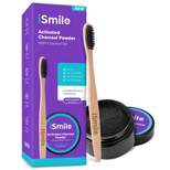 iSmile Activated Charcoal Natural Teeth Whitening Powder with Bamboo Toothbrush