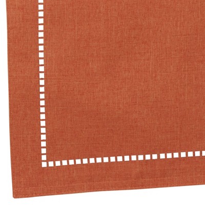 Rust Polyester Hemstitch Dining Table Runner