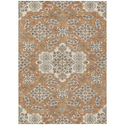 Terra Cotta Gray And Beige Medallion Washable Indoor Outdoor Area Rug