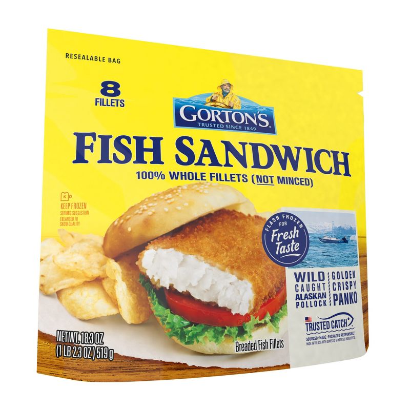 Gorton&#39;s Fish Sandwich Breaded Fillets - Frozen - 18.3oz, 1 of 10