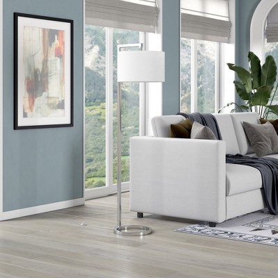 Hudson and Canal 64" Tall Floor Lamp with Fabric Shade