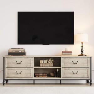 COZONY 65" Rustic Grey TV Stand, Mid Century Modern Entertainment Center for Living Room with Storage & Adjustable Shelves, Fits Up to 75 Inch TVs - 1 of 4