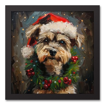 Creative Products Christmas Yorkie 13.73 x 13.73 Black Framed Canvas