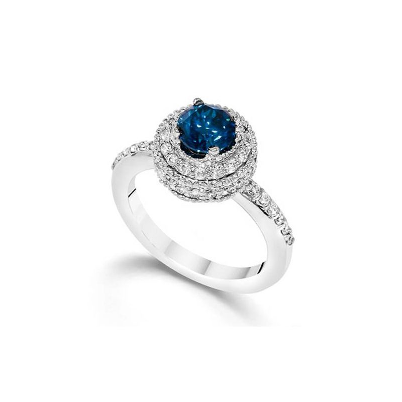Pompeii3 1 Carat Treated Blue Diamond Engagement Ring Vintage Antique 14K White Gold, 1 of 4