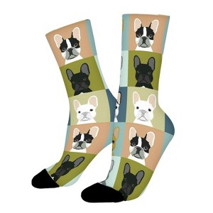 French Bulldog Women Printed Crew Socks Funny Funky Socks Soft Polyester Novelty Gifts for Artists Men - 1 of 1