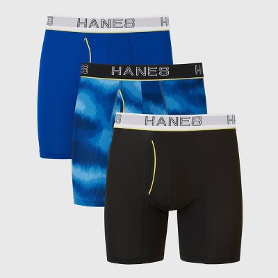 Hanes Premium Men's Mesh Print Comfort Flex Fit Boxer Briefs 3pk - Blue/Black