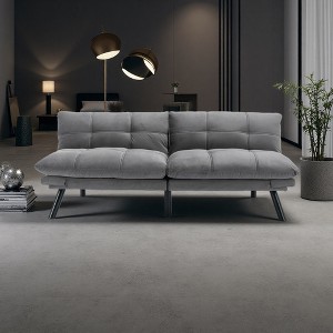 Leather-Look 2-Seater Convertible Sofa Bed with Adjustable Arm & Backrest - 1 of 4