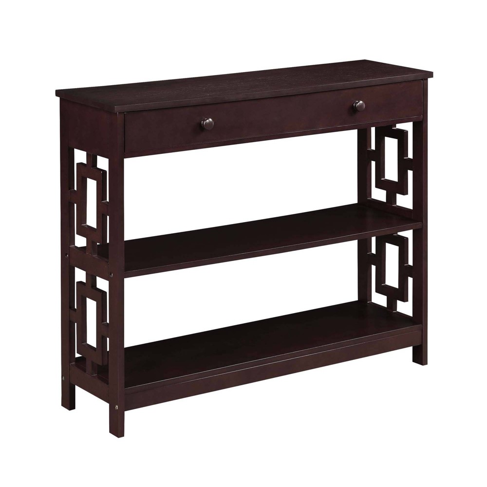 Photos - Coffee Table Town Square 1 Drawer Console Table with Shelves Espresso - Breighton Home