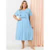 Agnes Orinda Women's Plus Size Cute Cat Print Short Sleeve with Pockets Nightgowns - 3 of 4
