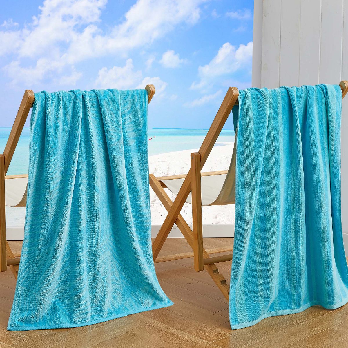 2pk 30" x 60" Print and Stripe Cotton Beach Towels - Great Bay Home