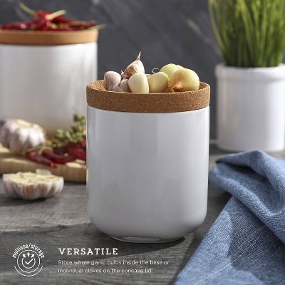 Kamenstein Ceramic and Cork Garlic Keeper White: Kitchen Storage, Ceramic Garlic Holder, 5" Height, Spot Clean — фото 3