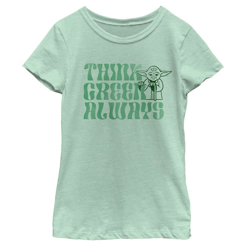 Girl's Star Wars Yoda St. Patrick's Day Think Green Always T-Shirt, 1 of 5