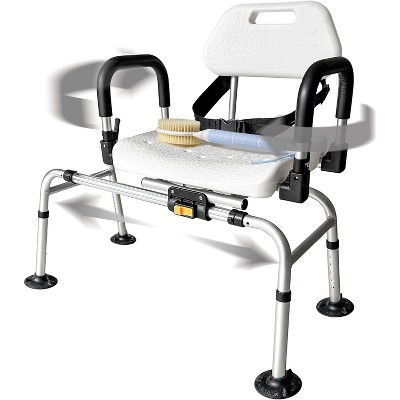 DMI FSA/HSA Eligible 360° Max Comfort Swivel Shower Chair for Elderly and Disabled, Extra-Wide 360lb Capacity Tub Transfer Bench, Non-Slip & Padded