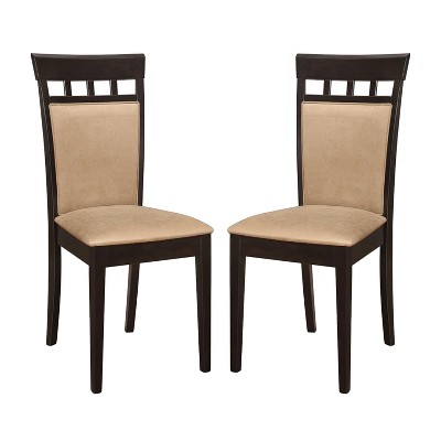 Simple Relax Set of 2 Upholstered Side Chairs in Cappuccino and Tan
