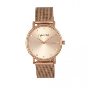 Sophie & Freda Savannah Mesh Bracelet Watch w/Swarovski Crystals - 1 of 4