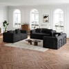 6-Seater Convertible Sofa Bed with Space-Saving Design, Modular Folding Floor Sofa with Side Storage Pockets, Chenille Fabric Sofa-Coolbibila - 2 of 4