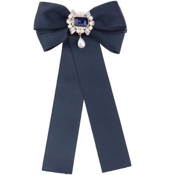 Elerevyo Women's Brooch Bowknot Costume Bow Tie with Beads