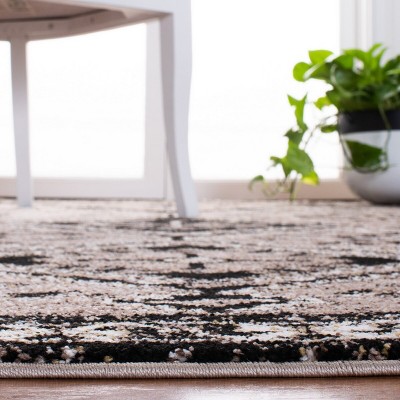 Antique Patina Black Square Synthetic Area Rug - 6'7"
