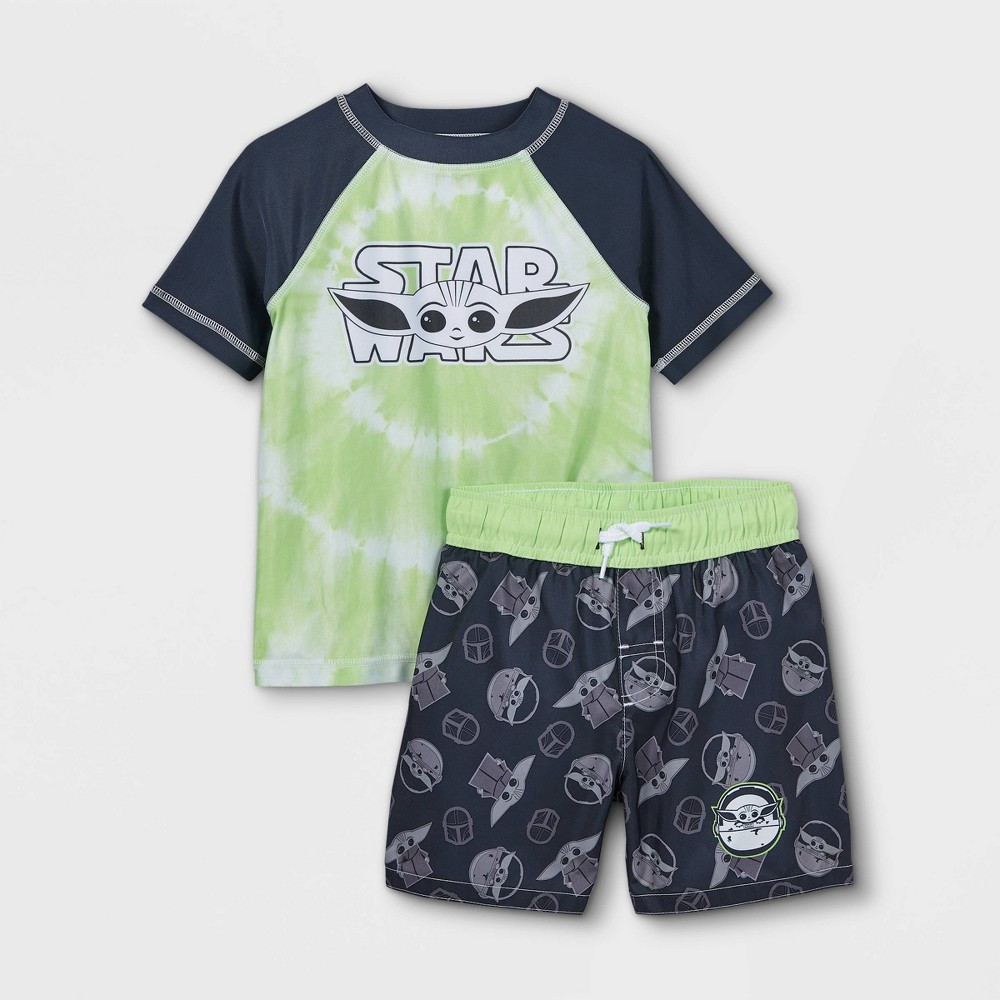 Toddler Boys' Lucasfilm Baby Yoda Rash Guard Set - Navy 18M, Blue