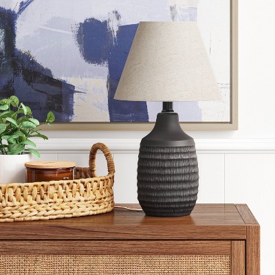 12.25"x5.25" Small Textured Ceramic Lamp Base Black - Threshold™: Chic Raised Design, ETL Listed