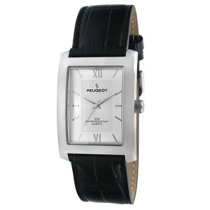 Peugeot Men's 30X40mm Silver Tank Shape Watch with Black Strap - 1 of 3