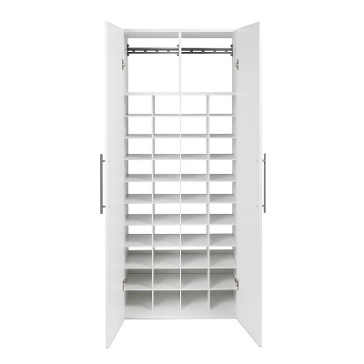 White Wall Mounted Shoe Storage Cabinet with Metal Handles