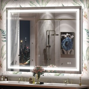 Apmir Super Bright 192 LEDs/m Front LED Lighted Anti-Fog Tempered Glass Bathroom/Vanity Mirror with ETL & 3-Year Warranty - 1 of 4